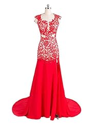 Summer Mermaid Tulle Lace Backless Slit Evening Dress/Prom Dress/Party Dress 