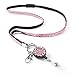 Pink Rhinestone Bling Lanyard with Retractable Badge Reel & Breakaway Safety Clasp - for Women