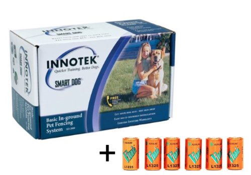 Innotek Basic In Ground Pet Fencing System Dog Electric Fence SD-2000 Value Pack + 6 Batteries