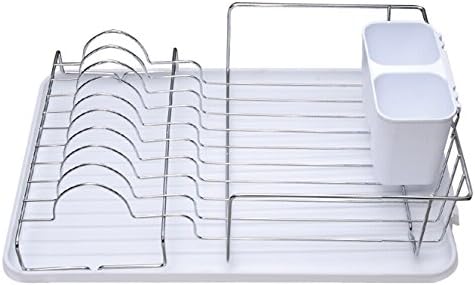 DELUXE CHROME DISH DRAINER - WHITE