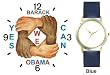Black & White Hands and Forearms Interlocking - Yes We Can No.2 - President Barack Obama Commemorative - WATCHBUDDY&reg; DELUXE TWO-TONE THEME WATCH - Arabic Numbers - Blue Leather Strap-Size-Women's Size-Small