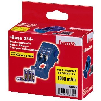 Hama - Energie Kit Accus et Chargeur - Chargeur secteur universel - pour accus AAA/AA - NiCd/NiMh - 4 accus AAA 1000 mAh