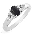 Ring With 0.65ctw Precious Stones - Genuine Clean Diamonds and Sapphire Crafted in White Gold (Size 7)