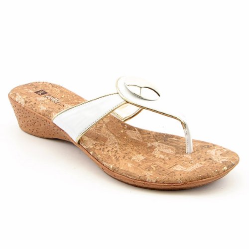 White Mt. Women's Meadow Thong Sandal,White/Gold,8 M US