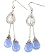 Sterling Silver Lariat Style Earring Dangle Blue Stones CZ Diamonds By Bucasi