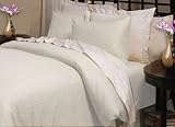 Luxury Hotel Collection Mini Check 300-Thread Count King Duvet Set, White