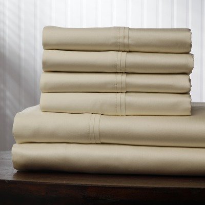 400 Thread Count Single Ply Sheet Set Color: Soothing Ivory, Size: Split California King