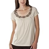 Merona® Women's Wooded Bead Short Sleeve Top - Oyster L