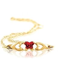 Butterfly Style Red Special Shape Cubic Zirconia Bracelet in Yellow Gold - 14kt