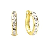 Diamond Fascination 14K Gold Diamond Accent Round Hinged Hoop Earrings