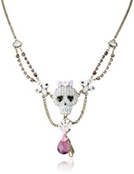 Betsey Johnson "Girlie Grunge" Skull Necklace, 19"