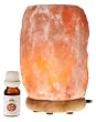 WBM Himalayan Light # 1401 Aroma Therapy &  Natural  Air Purifying  Himalayan Salt Lamp with Neem Wood Base, Bulb, Lavender oil and  Dimmer switch