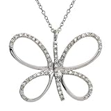 925 Sterling Silver Cz Butterfly Pendant Necklace