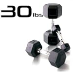 30lb Rubber Coated Hex Dumbbell