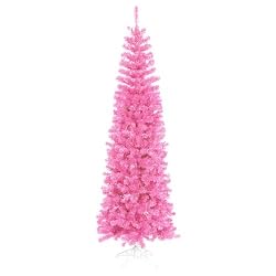 10' Pre-Lit Hot Pink Artificial Pencil Tinsel Christmas Tree - Pink Lights