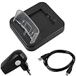 mumbi USB Dock HTC Desire HD Dockingstation / Ladestation DUAL mit extra Akku-Fach + USB Datenkabel + USB Netzteil Ladeger�t