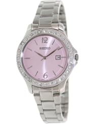 Seiko Womens Dress SXDF75 Silver Stainless-Steel Quartz Watch with Pink Dial