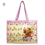 くまのがっこう◎ビニールレッスンバッグ2012☆絵本キャラクターグッズ（子供/ビーチバッグ）通販☆【Bフラワー（ピンク）】
