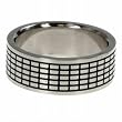 316L stainless steel ring with combination matte and shiny polish and laser cut grid design - Width: 8mm (Sizes 8-14)