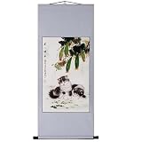 EXP Handmade "Two Kittens" Scroll Wall Art Painting