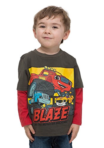 Nickelodeon Little Boys' Blaze and The Monster Machines Two-Fer T-Shirt, Charcoal/Red, 2T