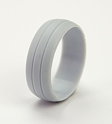 Silicone Wedding Ring for Athletic Active Men (Gray, 9) - Unique Double-debossed Silicone Wedding Band Design