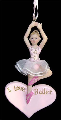 "I Love Ballet" Dancer In Pink Tutu Christmas Ornament #J4186