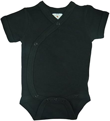 Short Sleeve Kimono Bodysuit (6-12 months, Black)