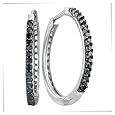 1/4ct tw Black Diamond Hoop Earrings set in Sterling SIlver