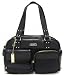 DKNY (Donna Karan New York) Large Nylon Satchel with Zipper Detail in Black / Gold (DKNY HANDBAGS, PURSES, BAGS)