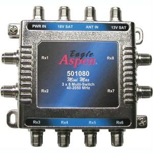EAGLE ASPEN 501080 3-IN X 8-OUT MULTI-SWITCH WITH OPTIONAL POWER SUPPLY PORT