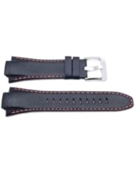 Seiko Genuine Textured Leather Sportura Kinetic Orange Stitching 15mm Watch Strap