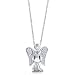 Sterling Silver Necklace Cubic Zirconia CZ Guardian Angel Pendant image 1