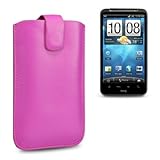 HTC INSPIRE 4G PREMIUM PU POCKET CASE - HOT PINK