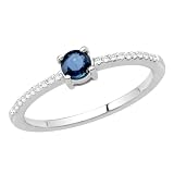 0.38 Carat Blue Color White 14K Gold Certified Sapphire and Diamond Engagement Ring