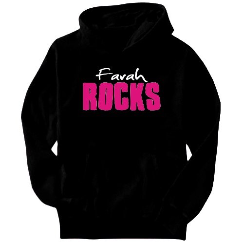 Farah rocks Female Names Mens Hoodie (Black, Sizes X-Small - XXX-Large)