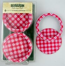 Bernardin Collection Elite Mason Jar Lids & Screw Bands - Wide - Gingham - Red
