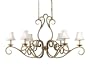 Candice Olson Hemingway Candle Base Island Fixture, Antique Gold with Soft-Back Linen Shades