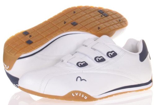 Evisu Genes Jeans Kodaku Mens Velcro Strap Shoes White/Navy