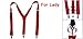 Allegra K Metal Thread Decor Adjustable Clip Y-Shaped Suspender Braces Red for Ladies