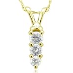 14k Yellow Gold 3-Stone Diamond Pendant Necklace (HI, I, 0.25 carat)