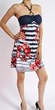 Juniors Navy Stripe Print Halter Summer Casual Dress