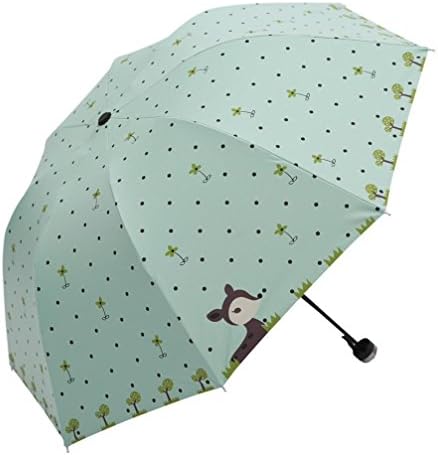OUBAO Princess Cartoon Lovely Dome Parasol Sun/Rain Folding Umbrella (Mint Green)