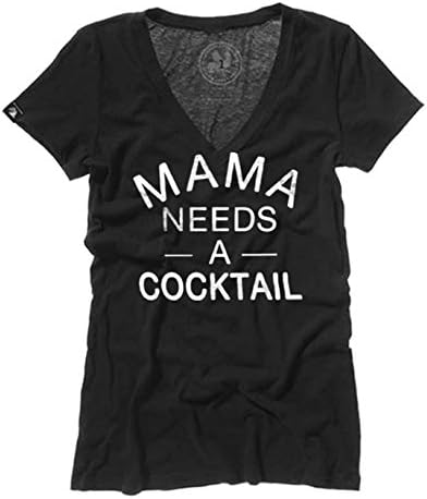 Badcock Women's Mama Needs A Cocktail V Neck M Black