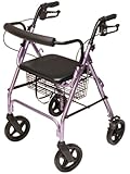 Lumex Aluminum Rollator with Curved Back Wheels, 8 Inches, Lavender