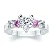 1.25 CT HEART DIAMOND W ROUND PINK SAPPHIRE RING 18K