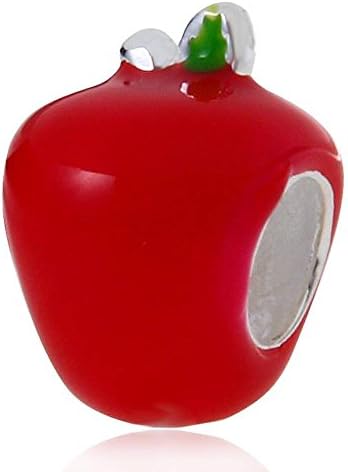 Choruslove Red Enamel Apple 925 Sterling Silver Charm Bead for European Style Bracelet