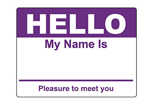 Purple Hello My Name Is Name Badge Tag Labels Stickers - 1 Roll