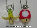 41dq 2s9LUL. SL160  Nintendo Super Mario Kart Tiny Mini Fiugre Keychain with Zipper Pull Banana Peel & RED Mushroom SET