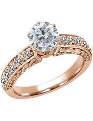 1.30 Ct Round H/I and White Diamond 14K Rose Gold Ring
